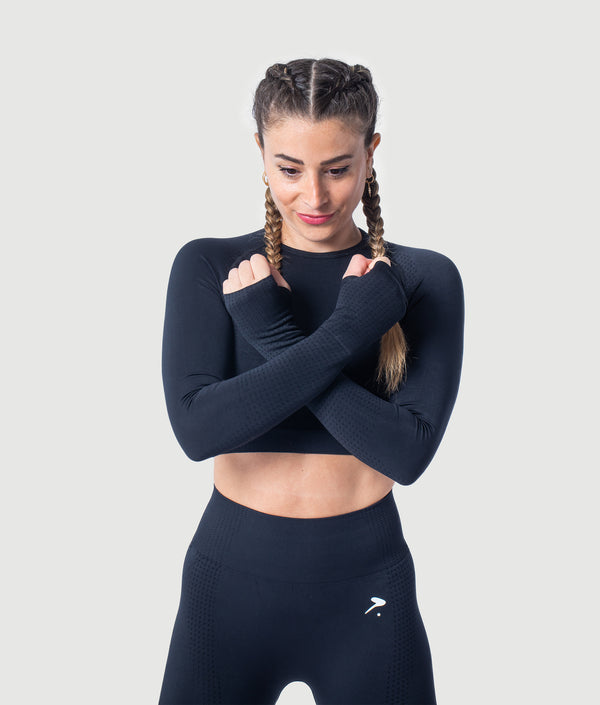 ENERBLOOM Women's Workout Crop Tops Yoga Tight T-Shirts Medium, Carbon  Black